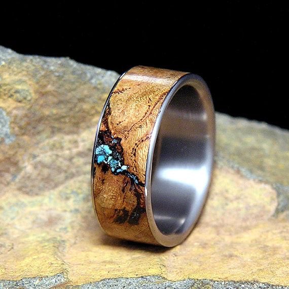 Gold and wood wedding rings